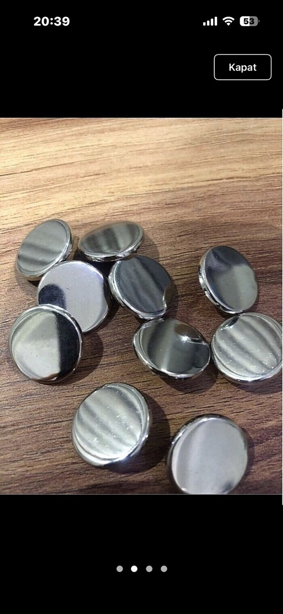 Gümüş metal düğme - Görsel 2
