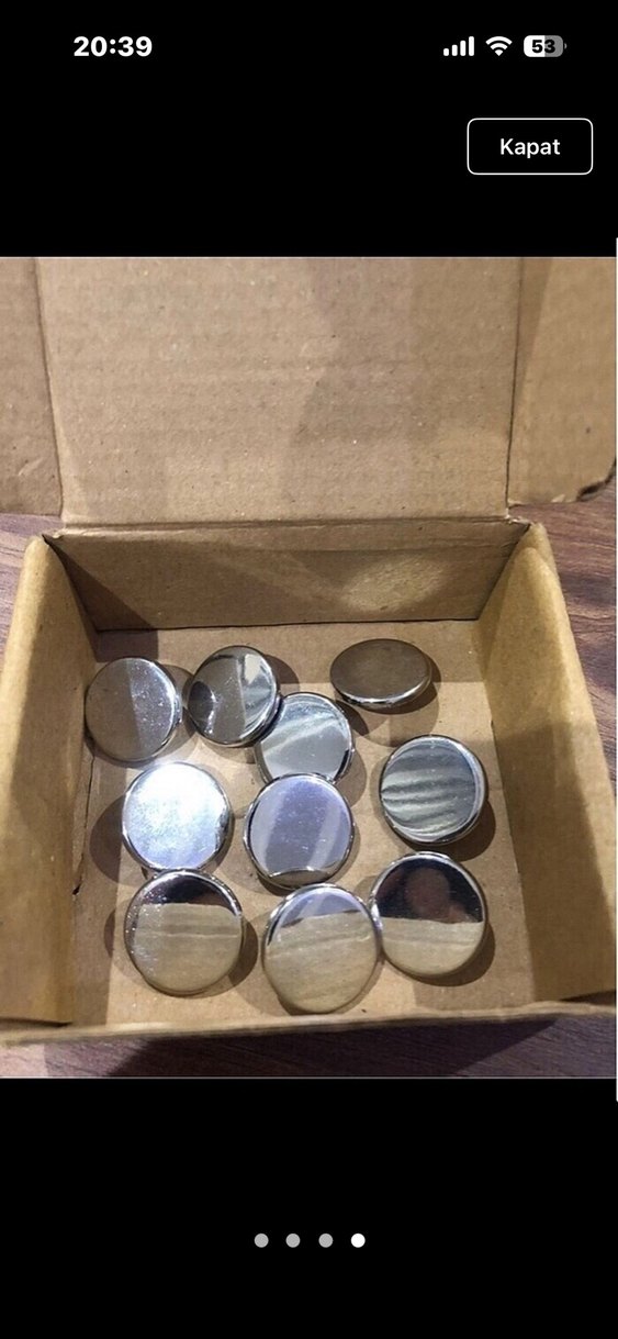 Gümüş metal düğme - Görsel 4