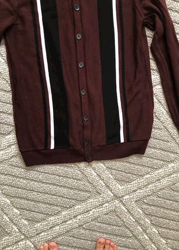 m Beden bordo Renk Düğmeli Bordo Erkek Triko Hırka