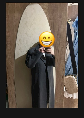 Pull and bear Gri Midi Kadın Düğmeli Kaban - Görsel 4