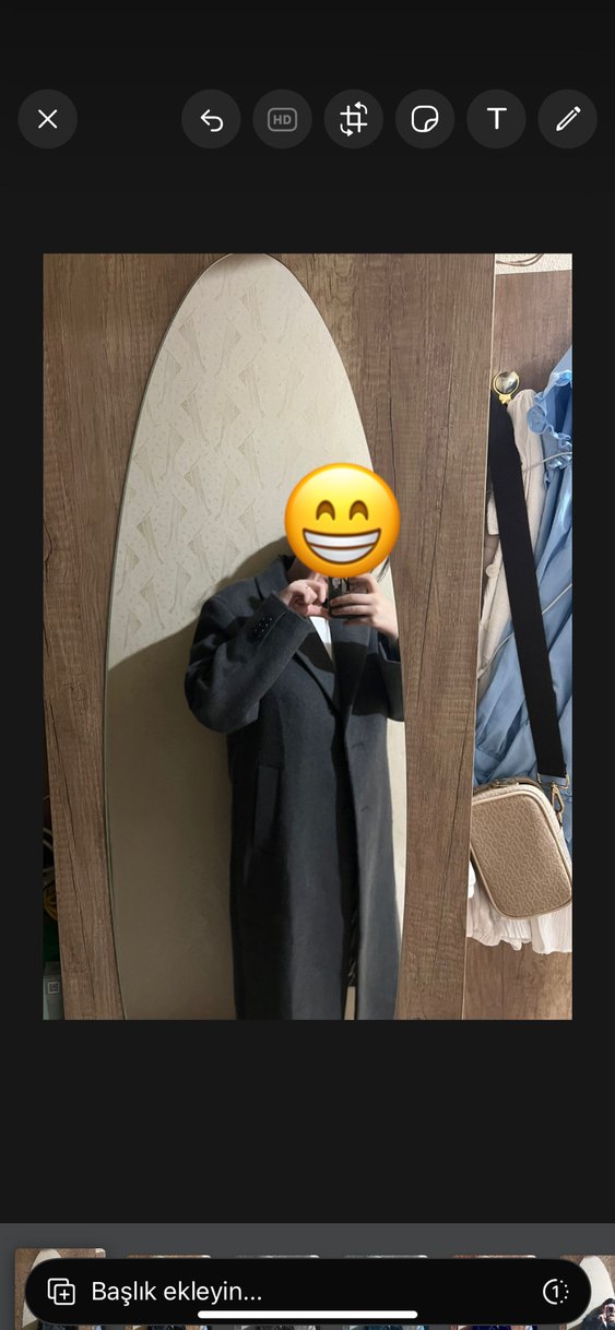 Pull and bear Gri Midi Kadın Düğmeli Kaban - Görsel 4