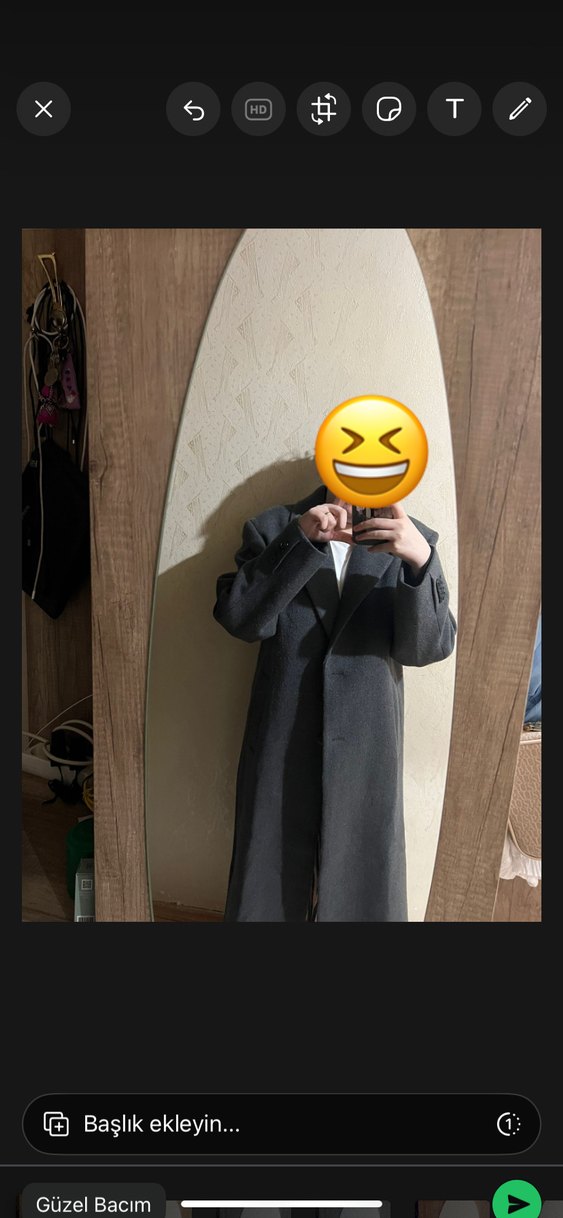 Pull and bear Gri Midi Kadın Düğmeli Kaban - Görsel 3