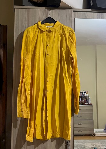 Sarı Kadın Keten Gömlek Tunik - Görsel 2