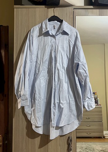 Mavi Uzun Kollu Keten Gömlek - Görsel 2