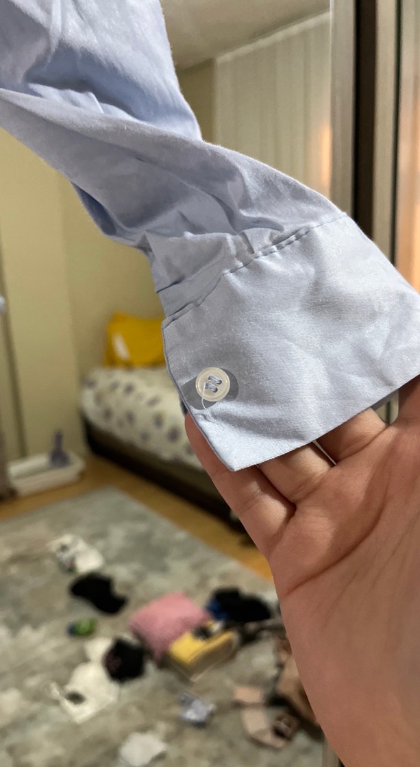 Mavi Uzun Kollu Keten Gömlek - Görsel 3