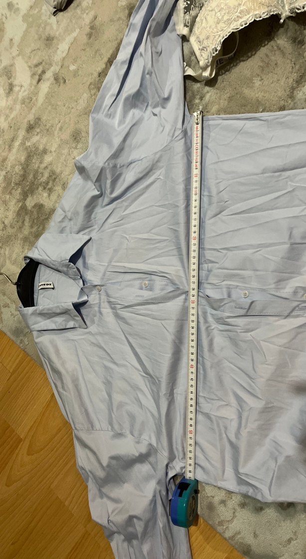 Mavi Uzun Kollu Keten Gömlek - Görsel 5