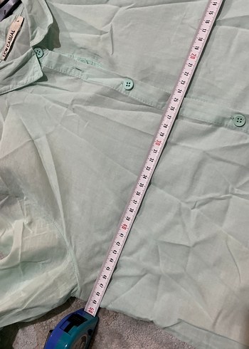 Uzun Kollu Yeşil Keten Gömlek - Görsel 5