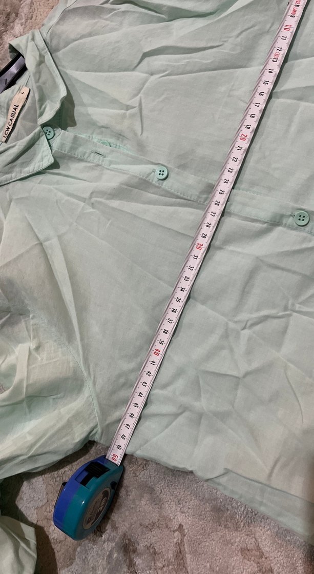 Uzun Kollu Yeşil Keten Gömlek - Görsel 5