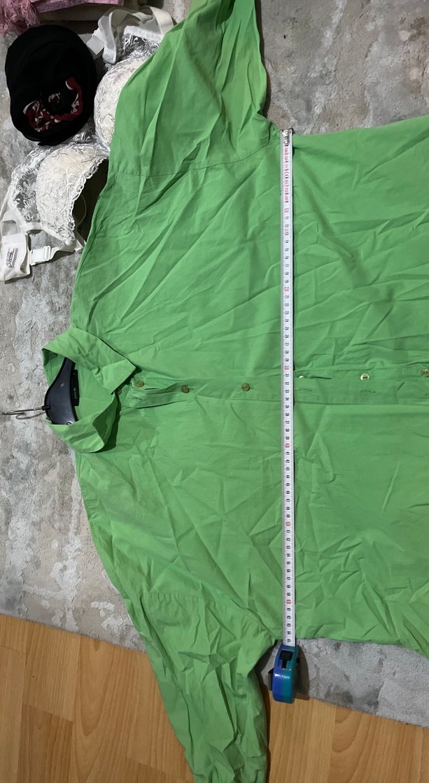 Düğmeli Yeşil Kadın Keten Gömlek - Görsel 5