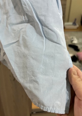 Mavi  Keten Kadın Gömlek - Görsel 3