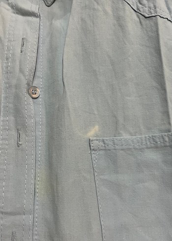 Mavi  Keten Kadın Gömlek - Görsel 6