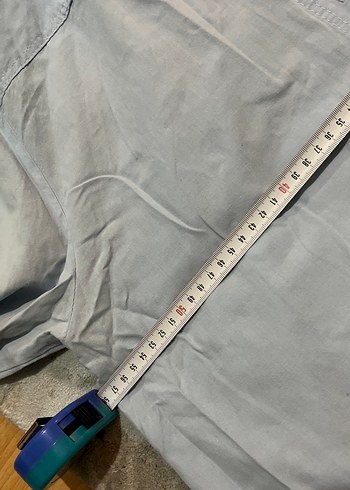 Mavi  Keten Kadın Gömlek - Görsel 7