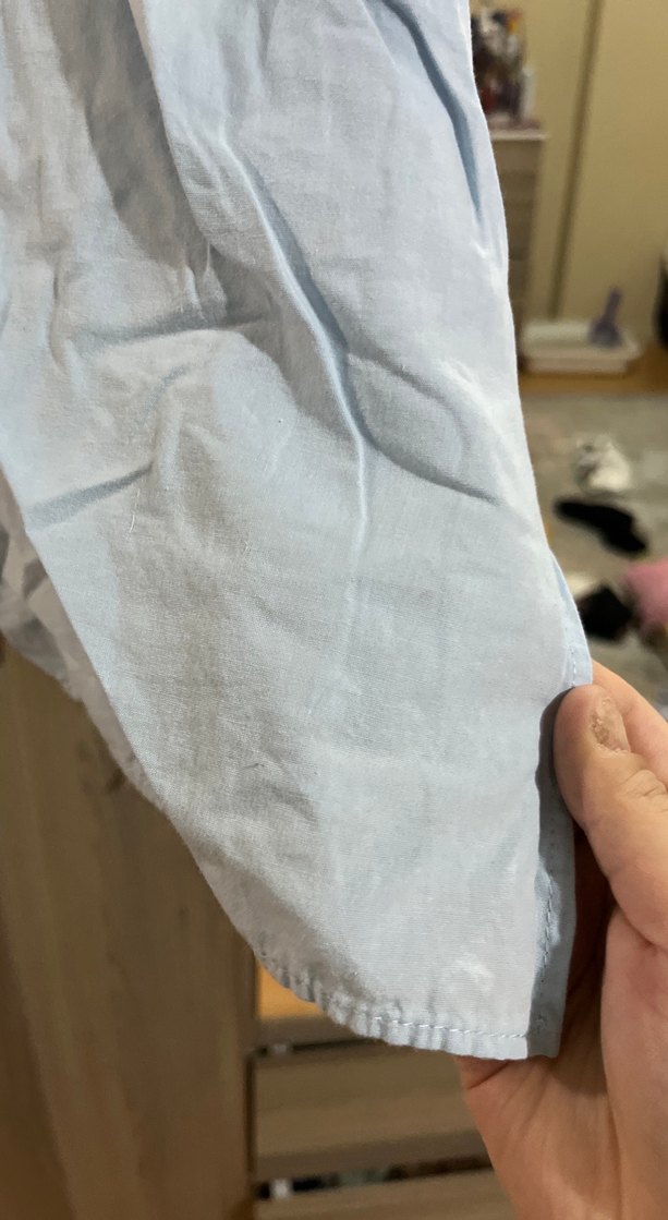 Mavi  Keten Kadın Gömlek - Görsel 3