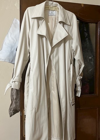 Bej Kadın Uzun Boy Trençkot deri - Görsel 2