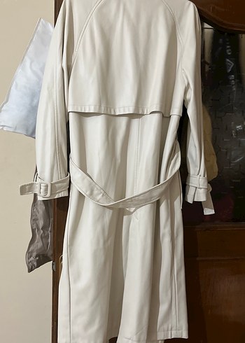 Bej Kadın Uzun Boy Trençkot deri - Görsel 6