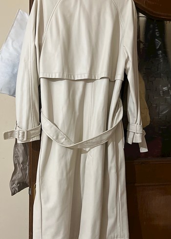 Bej Kadın Uzun Boy Trençkot deri - Görsel 5