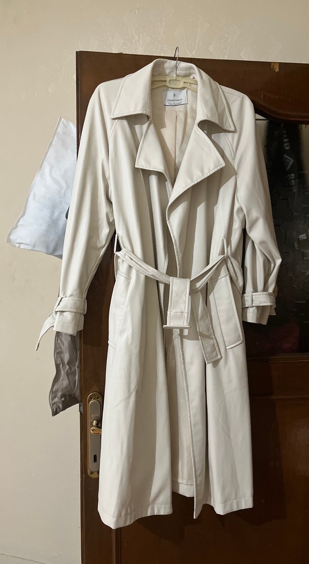 Bej Kadın Uzun Boy Trençkot deri - Görsel 3