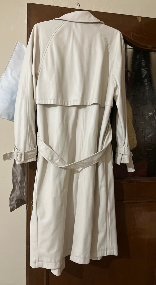 Bej Kadın Uzun Boy Trençkot deri - Görsel 5