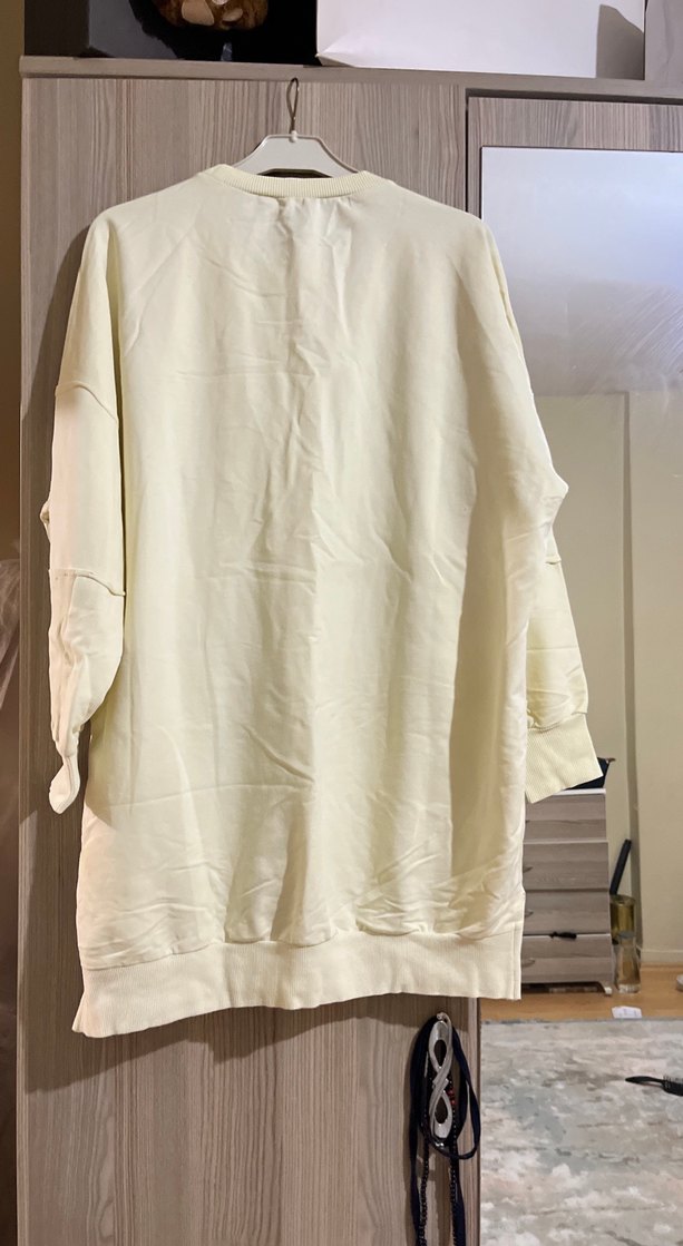 Sarı Basic Keten Sweatshirt - Görsel 5