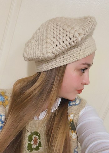 Bej Örgü Bohem Kadın Bere - Görsel 2