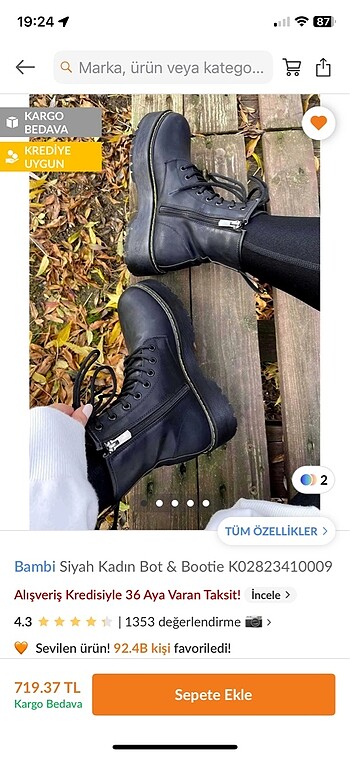 Bambi Bambi siyah kadın bot bootie