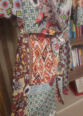 m Beden Desenli Kısa Bohem Kadın Kimono