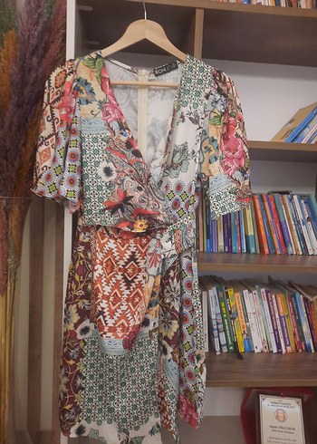 Desenli Kısa Bohem Kadın Kimono