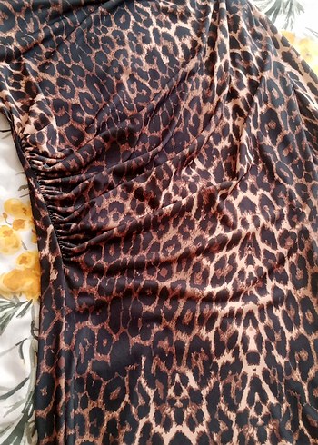 Leopar Desenli Uzun Kollu gece Elbisesi - Görsel 4