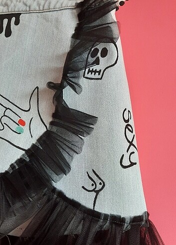 Kot etek, el boyaması 80 ler tarzı - Görsel 5