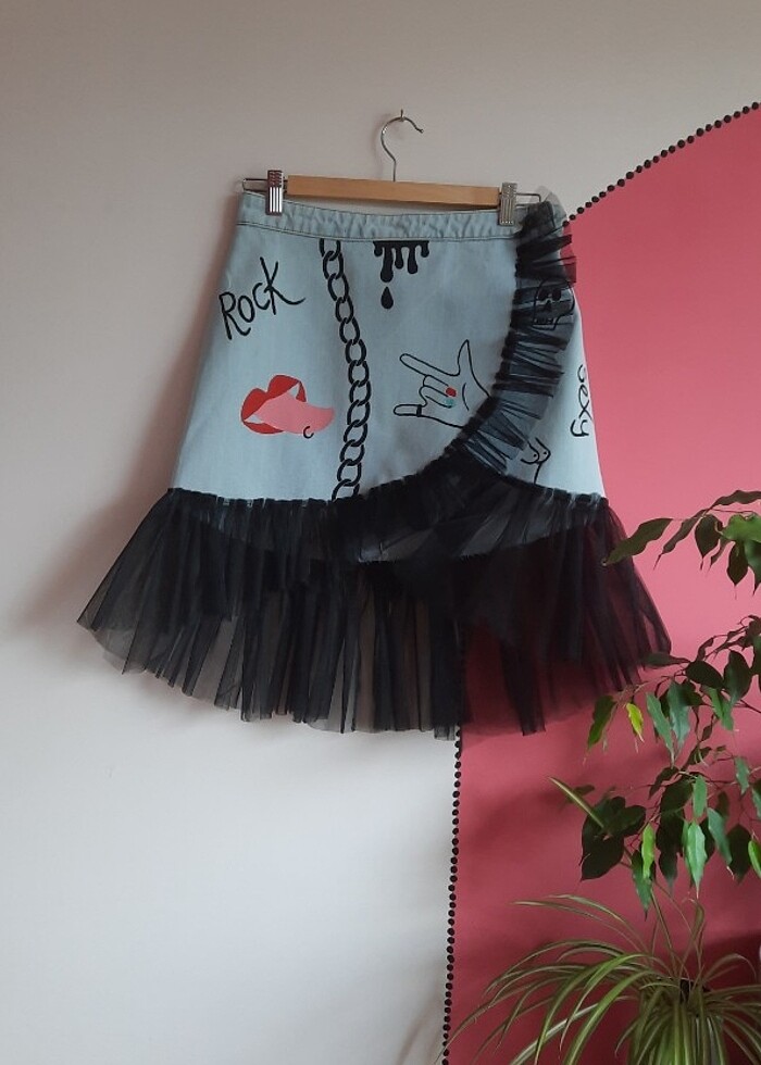 Kot etek, el boyaması 80 ler tarzı - Görsel 2