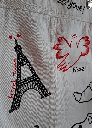 Beyaz kot jile el boyaması - Görsel 7