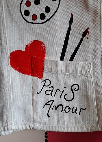 Beyaz kot jile el boyaması - Görsel 8