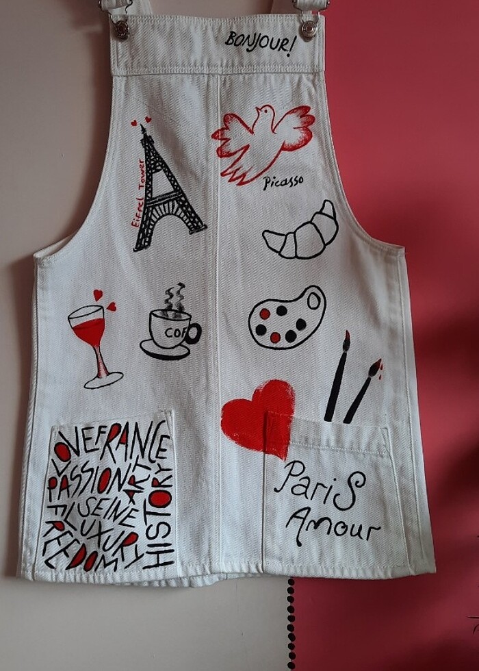 Beyaz kot jile el boyaması - Görsel 4