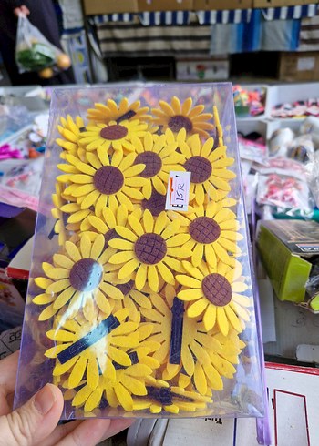 Diğer Sarı Püsküllü papatya lastik ve pens toka