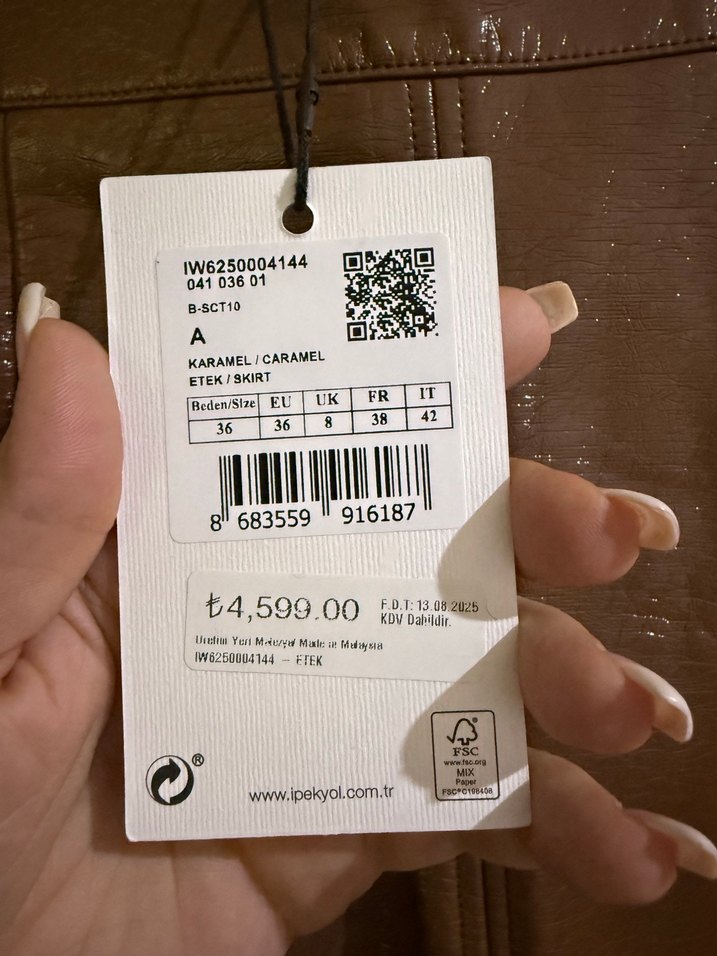 Kahverengi Parlak Deri Kemerli Midi Etek - Görsel 4