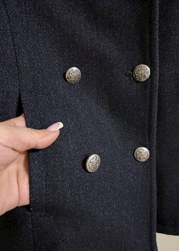 Düğmeli Erkek Çocuk Lacivert Kaban - Görsel 6