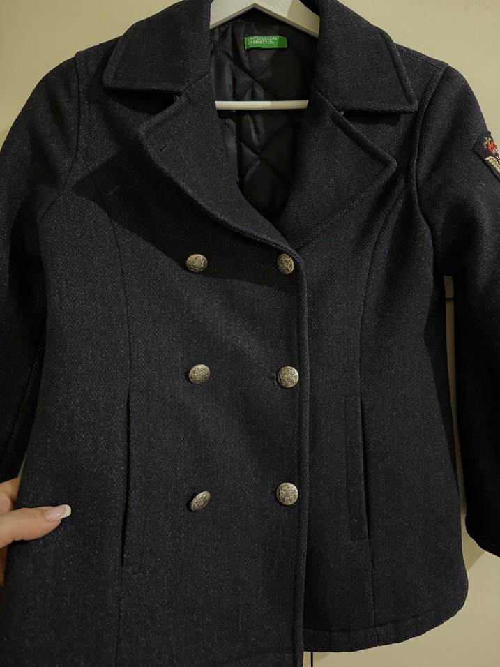 Düğmeli Erkek Çocuk Lacivert Kaban - Görsel 5