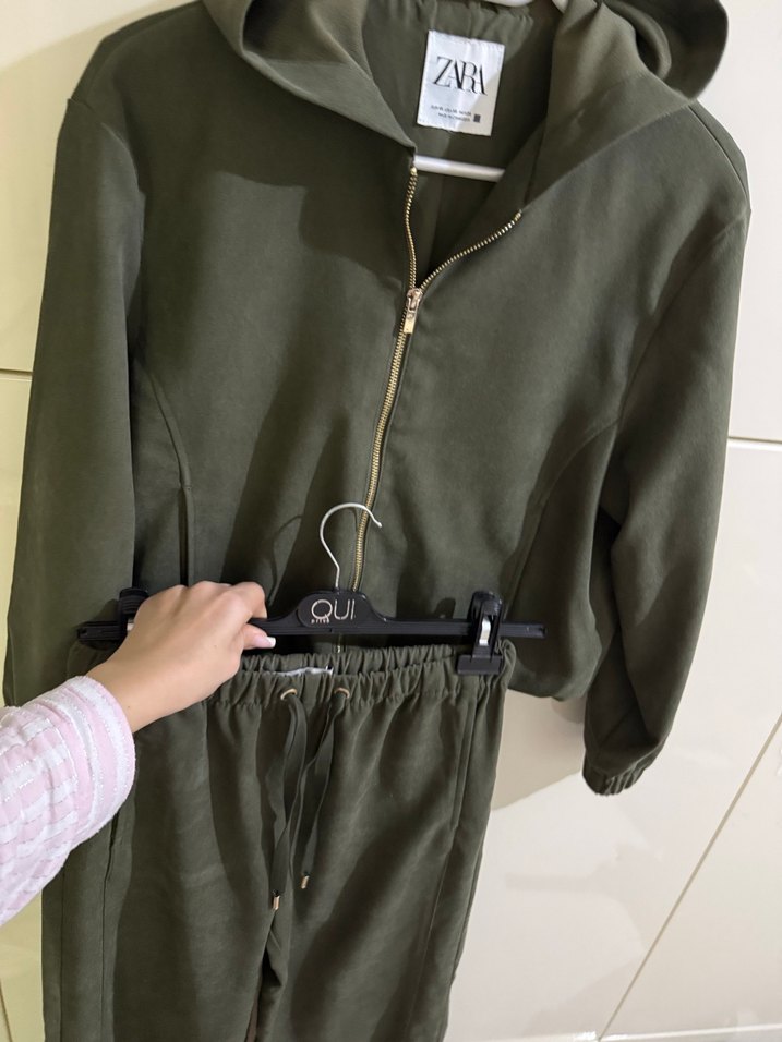 Kadın Haki Renk Bel Bantlı Rahat Eşofman Takımı - Görsel 4