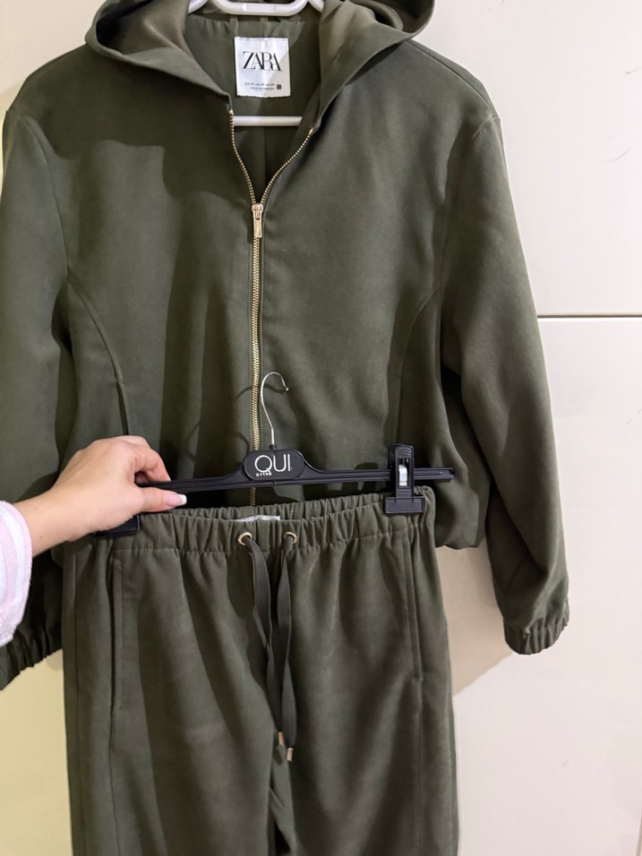 Kadın Haki Renk Bel Bantlı Rahat Eşofman Takımı - Görsel 2