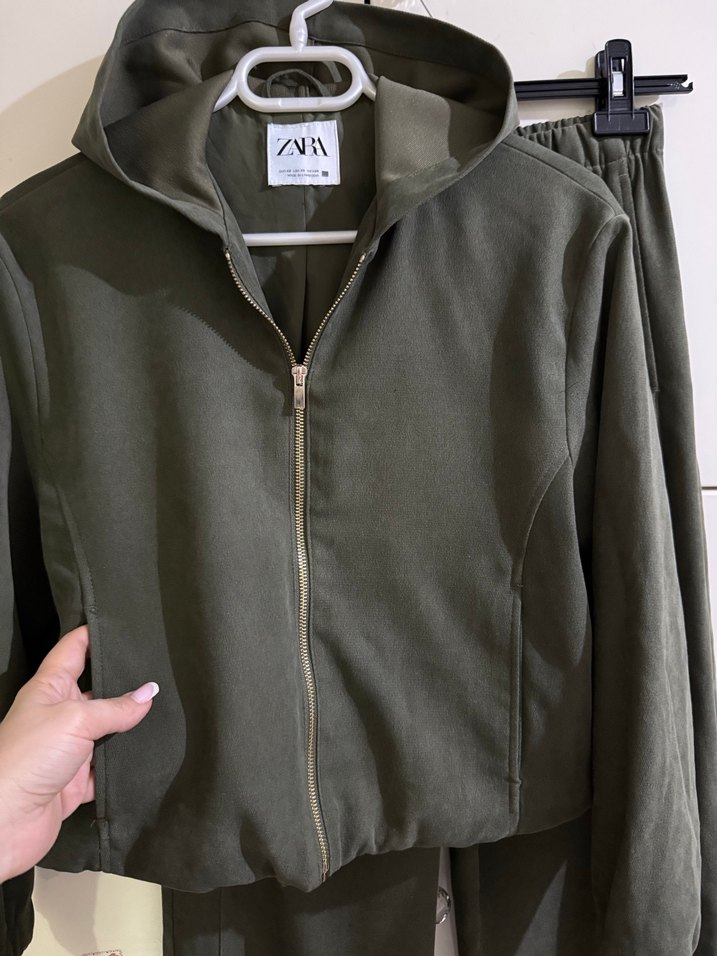 Kadın Haki Renk Bel Bantlı Rahat Eşofman Takımı - Görsel 5