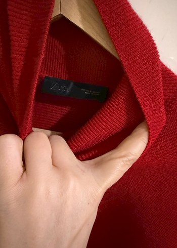 Kadın Kırmızı Boğazlı Triko Kazak - Görsel 6