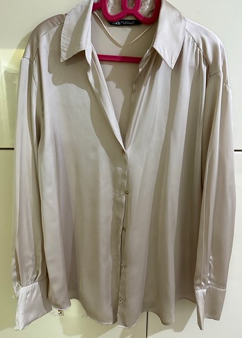 Bej V Yaka Düğmeli Kadın Gömlek - Görsel 7