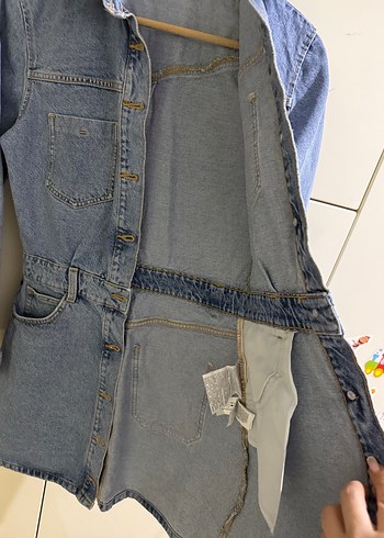 Kadın Mavi Denim elbise zara - Görsel 8