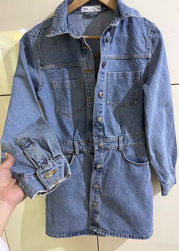 Kadın Mavi Denim elbise zara - Görsel 4