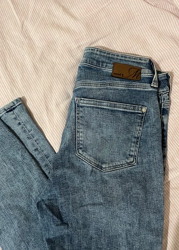 Gri Mavi Midi Boy Bol Kesim Kadın Kot Pantolon - Görsel 2