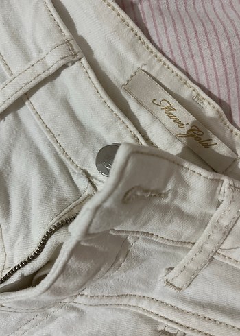Beyaz Midi Kadın Kot Pantolon - Görsel 2
