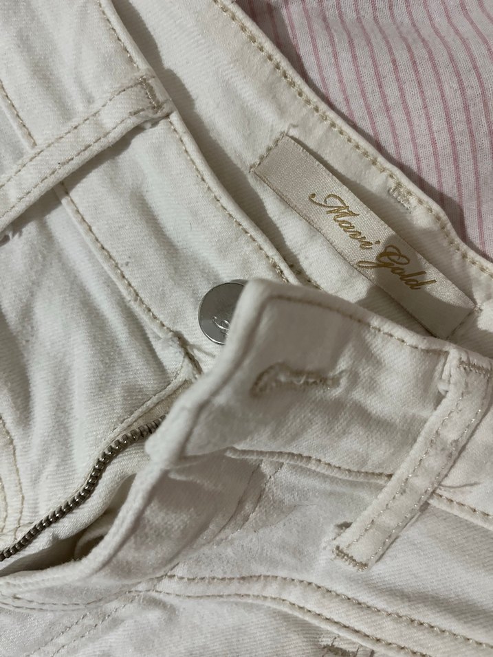 Beyaz Midi Kadın Kot Pantolon - Görsel 2