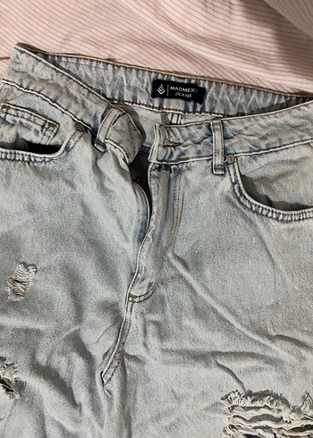 Gri Yırtık Midi Kot Pantolon madmexs - Görsel 2