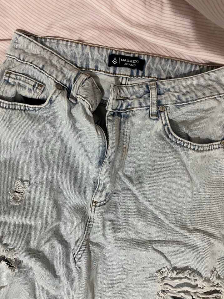 Gri Yırtık Midi Kot Pantolon madmexs - Görsel 2
