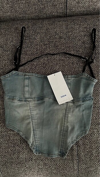 s Beden mavi Renk Bershka denim büstiyer